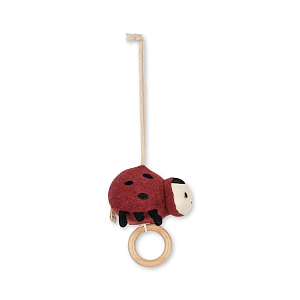 Подвесная музыкальная развивающая игрушка Konges Slojd "Activity Music Ladybug", красная